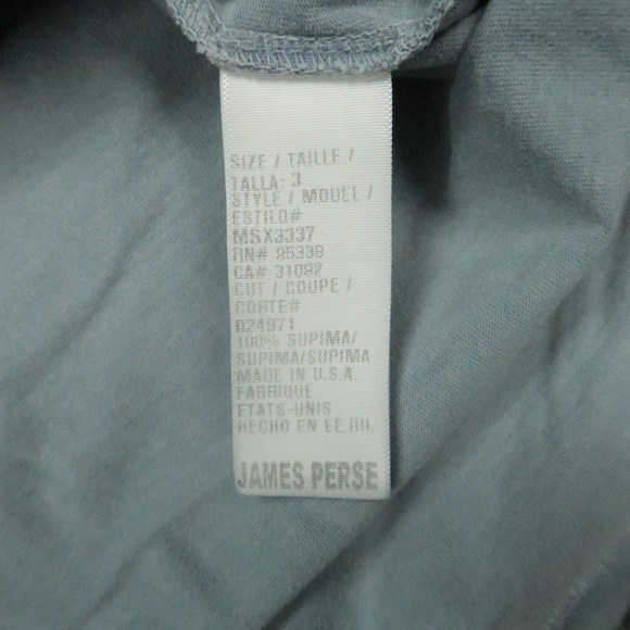 James Perse Shirt Men Large 3 Blue Sueded Jersey Polo Short Sleeve Lightweight - Picture 4 of 10
